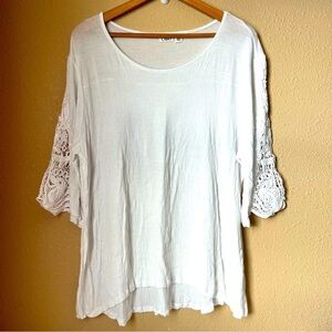 Cato white blouse with lace sleeves size Large